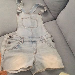 Light blue denim overalls